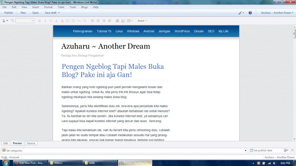 windows live writer preview