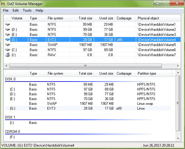 Ext2 Volume Manager melihat file linux di windows