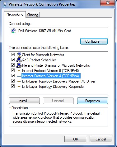 wireless network connection properties